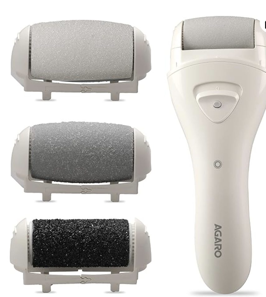 AGARO CR3001 Callus Remover with 3 Interchangeable Head Rollers, Rechargeable for Foot Care, Callus & Dead Skin Removal