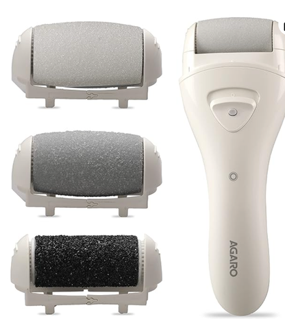 AGARO CR3001 Callus Remover with 3 Interchangeable Head Rollers, Rechargeable for Foot Care, Callus & Dead Skin Removal