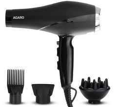 AGARO HD-1120 2000 வாட்ஸ் தொழில்முறை ஹேர் ட்ரையர், AC காப்பர் மோட்டார், கான்சென்ட்ரேட்டர், டிஃப்பியூசர், சீப்பு, சூடான &amp; குளிர் காற்று, 2 வேக 3 வெப்பநிலை அமைப்புகள் கூல் ஷாட், ஆண்கள் &amp; பெண்கள் இருவருக்கும், கருப்பு -1