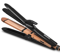 AGARO 4 in1 ஹேர் ஸ்ட்ரைட்டனர், அலை அலையான ஹேர், க்ரிம்பர், கர்லர், ஹேர் ஸ்டைலர், கெரட்டின் உட்செலுத்தப்பட்ட செராமிக் கோடட் பிளேட், மாறக்கூடிய ஸ்டைல் அமைப்புகள், ஹேர் ஸ்டைலிங், கருப்பு &amp; ரோஸ் கோல்ட், HS1719 -1
