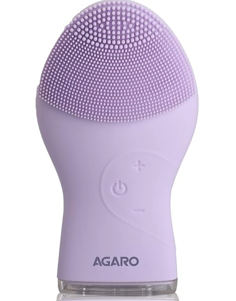AGARO CM2107 सोनिक फेशियल क्लींजिंग मसाजर, गहरी सफाई, त्वचा की देखभाल, कोमल एक्सफ़ोलिएटिंग और मालिश के लिए सॉफ्ट सिलिकॉन फेशियल क्लींजिंग ब्रश, वाटरप्रूफ और डस्टप्रूफ, वाइब्रेटिंग फेशियल ब्रश, बैंगनी -1