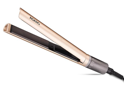 AGARO Hair Straightener, Ceramic Coated Floating Plates, Adjustable Temperature, PTC Heating, Fast Heating Hair Iron, Hair Straightening, Hair Styling For Women, HS1937 Golden