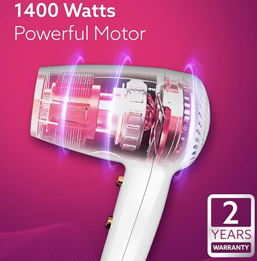 AGARO HD1417 Wall Mounted Hair Dryer 1400W, Electric Wall Mount Hair Dryer, Hotel, Bathroom, Household, Wall Hanging Dryer, White