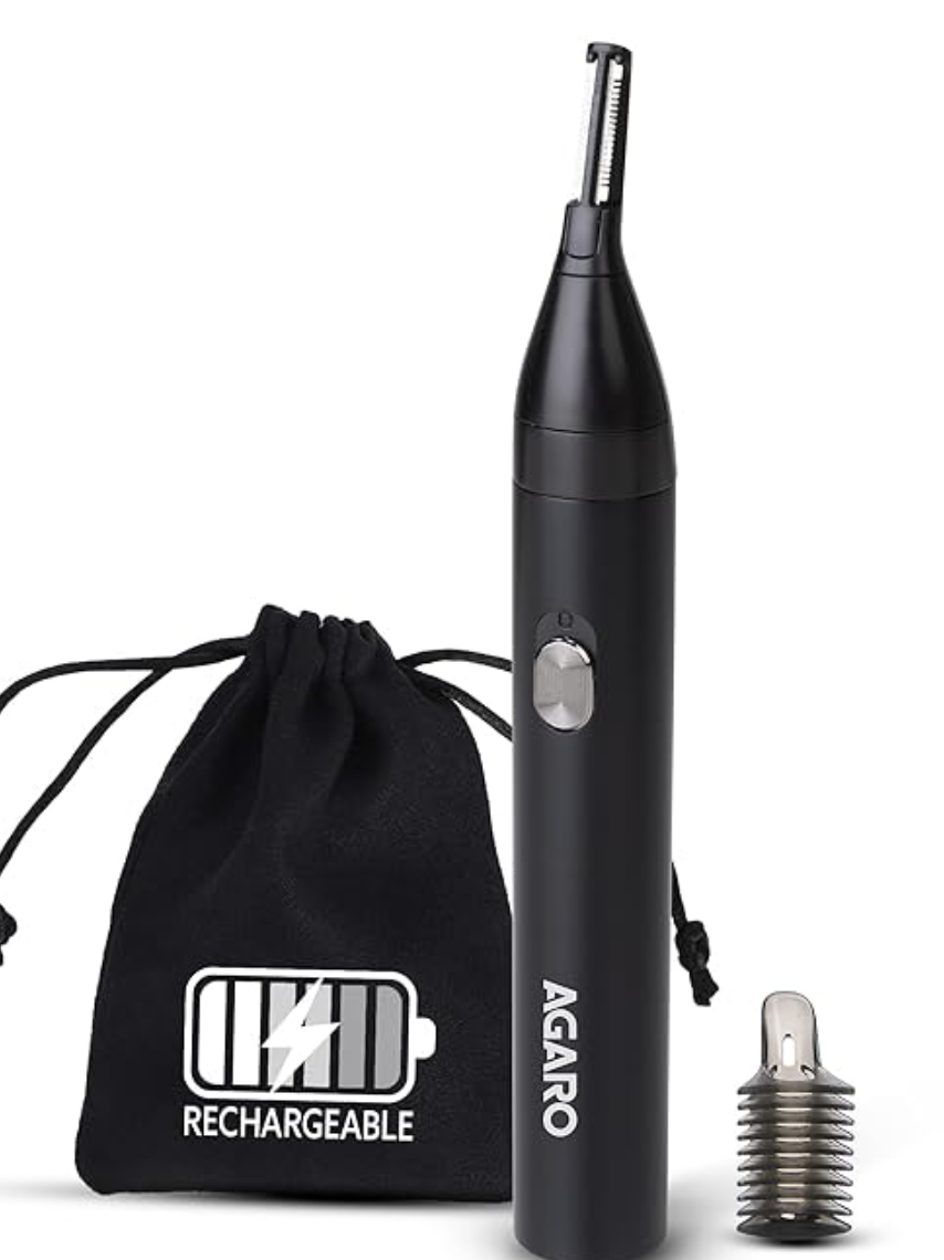 AGARO Nose & Ear Hair Trimmer, Eyebrow Trimming, Rechargeable, Stainless Steel Blade, Face Grooming, Men & Women, NT1727