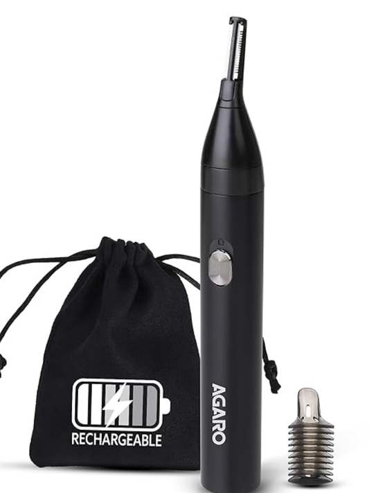 AGARO नाक और कान के बाल ट्रिमर, भौंहों की ट्रिमिंग, रिचार्जेबल, स्टेनलेस स्टील ब्लेड, चेहरे की देखभाल, पुरुषों और महिलाओं के लिए, NT1727 