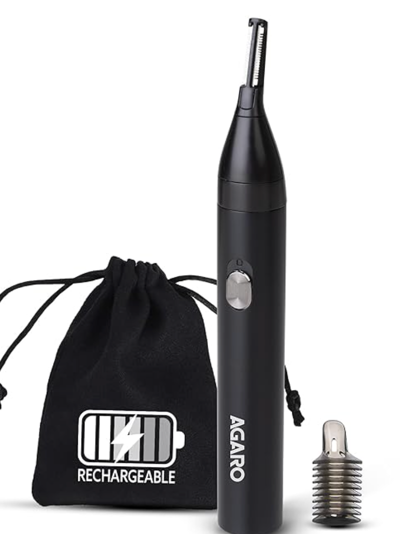 AGARO Nose & Ear Hair Trimmer, Eyebrow Trimming, Rechargeable, Stainless Steel Blade, Face Grooming, Men & Women, NT1727-1
