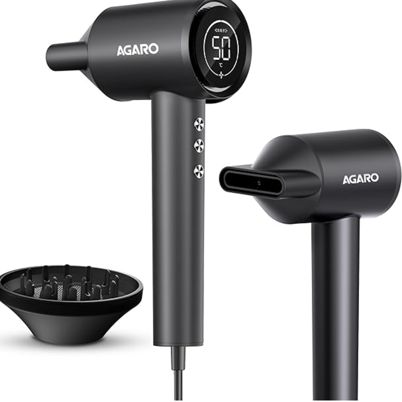 AGARO HD3240 Hair Dryer, Brushless 1600W Motor, 3 Speed & 4 temperature settings, Ionic Technology, Fast Drying High-Speed Low Noise Hairdryer with Magnetic Nozzle & Diffuser-1