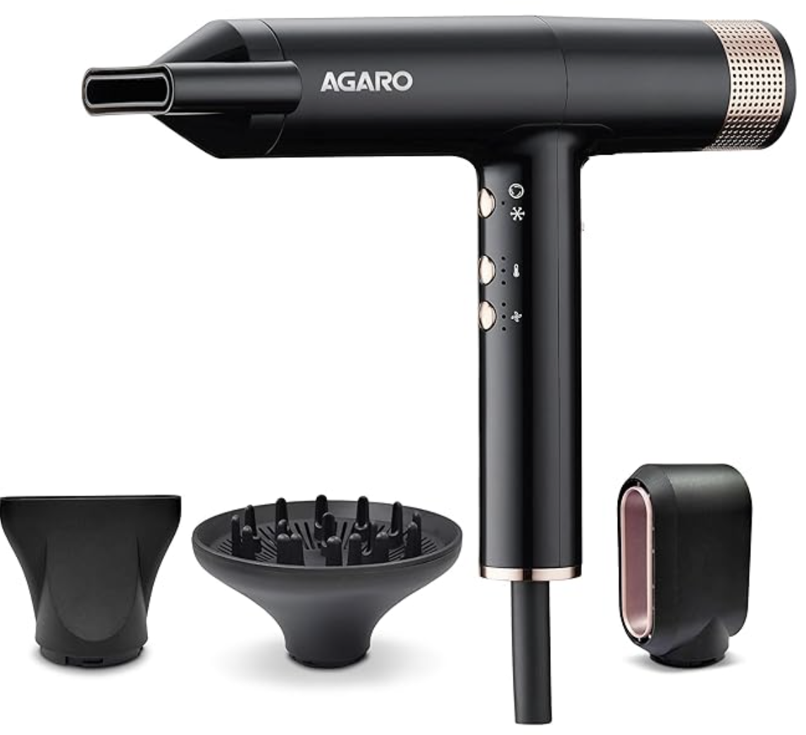 AGARO Royal BLDC Professional Hair Dryer, Brushless Motor, Ionic technology, 2000W, 110000 RPM, Fast Drying, 3 Speed & 3 Temperature Settings, Cool Shot Button, for Women, Men, Salon, Home, Black