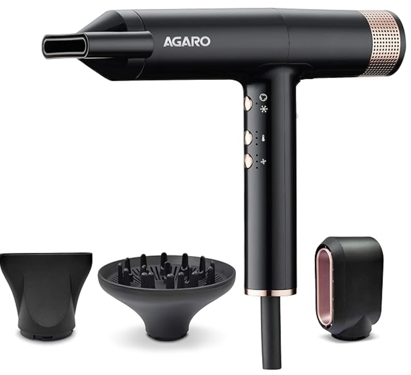 AGARO Royal BLDC Professional Hair Dryer, Brushless Motor, Ionic technology, 2000W, 110000 RPM, Fast Drying, 3 Speed & 3 Temperature Settings, Cool Shot Button, for Women, Men, Salon, Home, Black-1