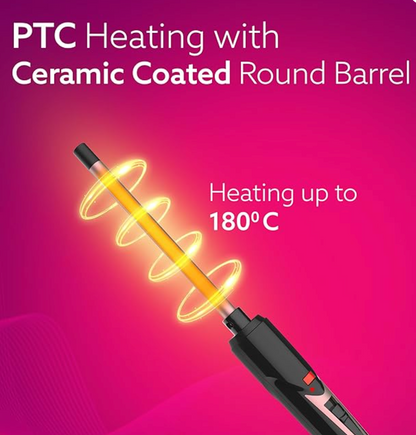 AGARO HC9007 Hair Curler With 7 MM Barrel, Rod, Tong, Chopstick Rectangular Hair Curler, Ceramic Coated Plates, Cool Touch Tip, Fast Heating, For Men Women, Maggie Curl, Styling, Rose Gold & Black