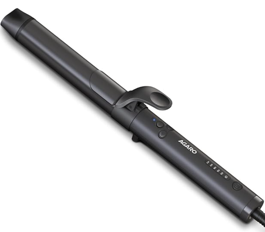 AGARO Prima Rotating Hair Curler, 32 mm Ceramic coated barrel, Automatic Curling, Fast Heating, Ceramic Coated Titanium Barrel for Long/Medium Hair, Professional Self Curling Hair Styler, For Women, Black