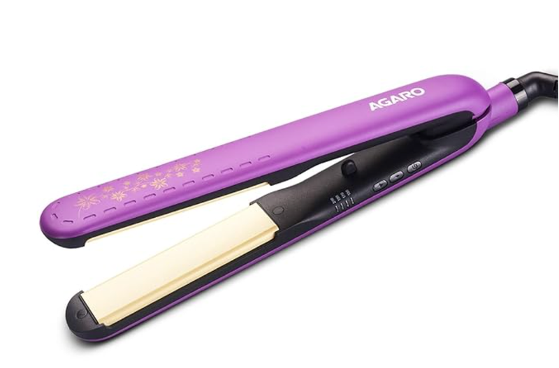 AGARO Hair Straightener, Keratin Infused Ceramic Coated Titanium Plates, Fast Heating, 4 Temperature Settings, Hair Straightening, Hair Styling For Women, Purple-1