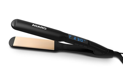 AGARO Elite Hair Straightener, Wide/Broad Plate, Keratin Infused Ceramic Coated Plate, For Long/Medium Hair, Adjustable Temperature, For Professional Straightening, For Women, Black
