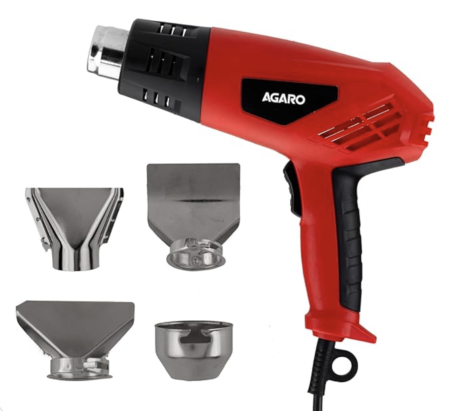 AGARO 2000W Heat Gun HG2120, Dual Temperature and Air Flow Control with 4 Nozzle Attachments, Hot Air Gun Heating helps in Shrink Wrapping, Paint Removal, Wire Shrinking, Crafting