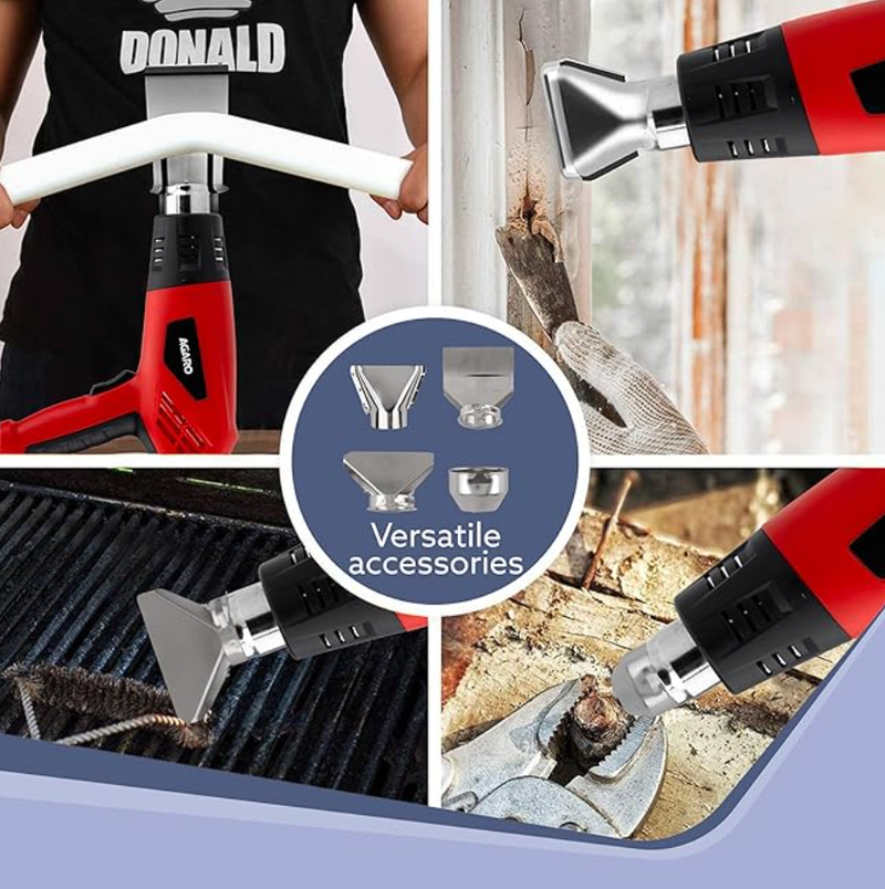 AGARO 2000W Heat Gun HG2120, Dual Temperature and Air Flow Control with 4 Nozzle Attachments, Hot Air Gun Heating helps in Shrink Wrapping, Paint Removal, Wire Shrinking, Crafting-2