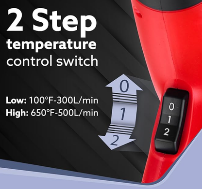 AGARO 2000W Heat Gun HG2120, Dual Temperature and Air Flow Control with 4 Nozzle Attachments, Hot Air Gun Heating helps in Shrink Wrapping, Paint Removal, Wire Shrinking, Crafting