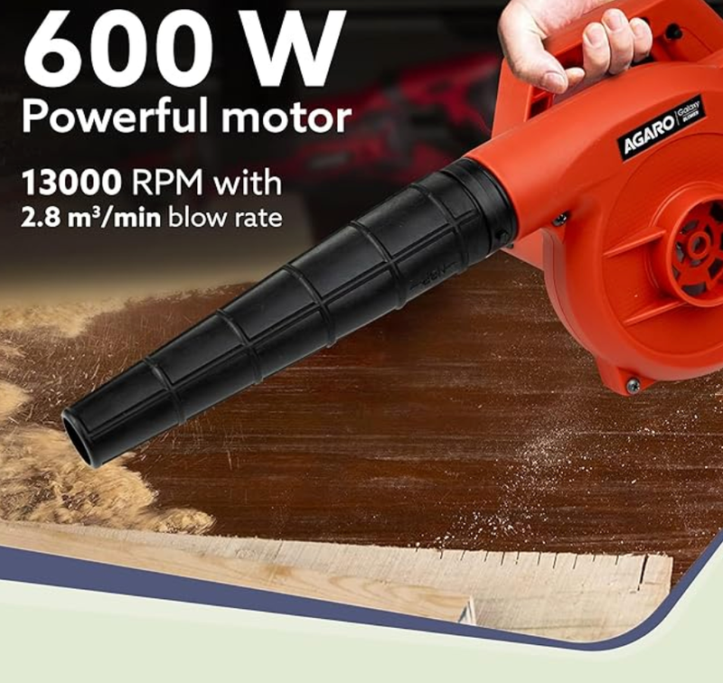 AGARO Galaxy Electric Blower, Blow Rate 2.8 m3/Min, 13000 RPM, Professional Quality, Clears Away Dust Particles from Furniture, Cars, Windows & Other Rigid Surfaces, 600W, Red-2