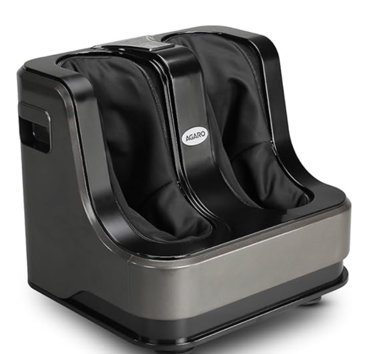 AGARO Rejoice Foot, Calf and Leg Massager with Lukewarm Heating and Vibration, 80W, 4 Motors, Rolling & Kneading Functions for Pain Relief & Improving Blood Circulation (Grey)