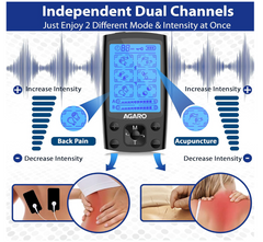 AGARO Dual Channel TENS Massager TM2421 24 Modes, 20 Intensity Levels, Rechargeable, Muscle/Nerve Stimulator for Pain Relief Therapy, Physiotherapy Machine, 10 Gel Pads, Period Pain, Pulse Massager-3