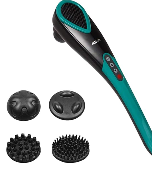 AGARO Comfort Electric Handheld Full Body Hammer Massager with 5 Massage Heads, 5 Mode & 6 Speed Settings for Pain Relief & Relaxation (Green & Black), Back,Leg & Foot