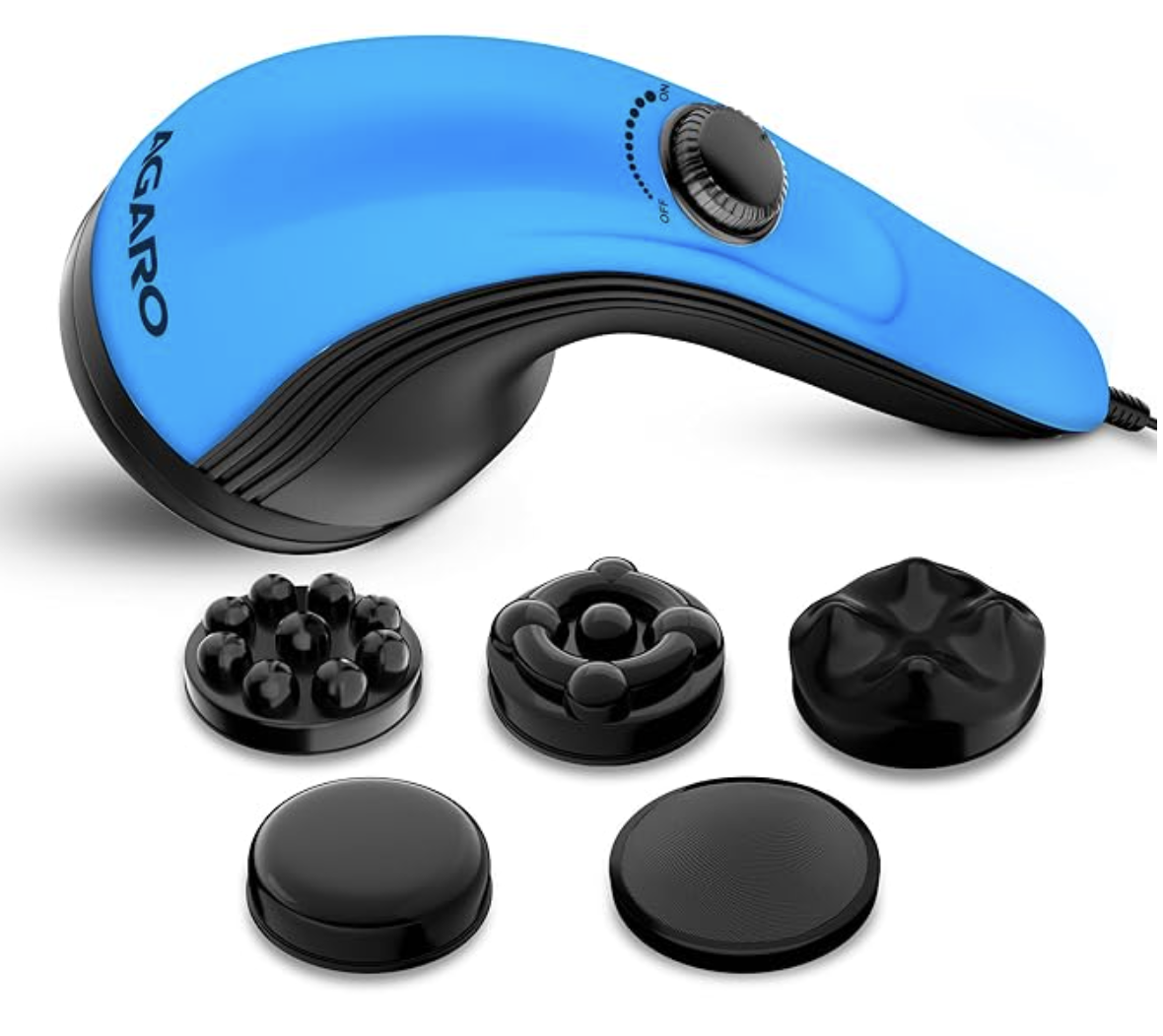 AGARO Atom Plus Electric Handheld Full Body Massager, 4 Massage Heads, Mesh Cover, Variable Speed Settings for Pain Relief and Relaxation, Back, Leg & Foot-2