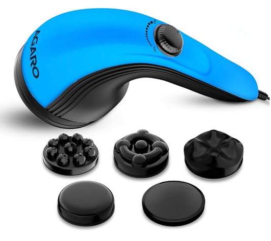 AGARO Atom Plus Electric Handheld Full Body Massager, 4 Massage Heads, Mesh Cover, Variable Speed Settings for Pain Relief and Relaxation, Back, Leg & Foot