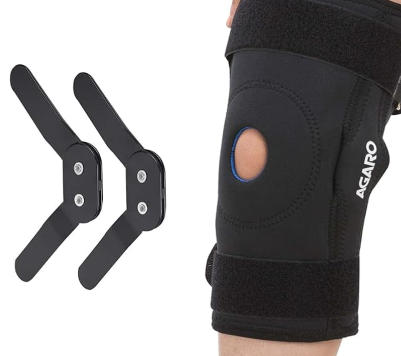 AGARO Hinged Knee Wrap With Open Patella, Rigid Biaxial Hinge Knee Brace for Joint Pain Relief, Workout, Arthritis & Ligament Tear, Neoprene, Knee Cap for Men & Women, Black-1