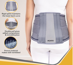 AGARO Contoured LS Belt Lower Back Pain Relief, Contoured Lumbar Sacral Belt, Lower Back Pain Osteoporosis Slip Disc Care For Women & Men, Grey-2