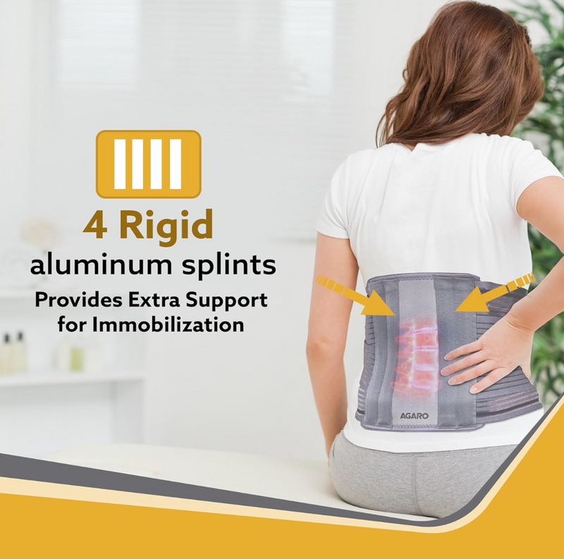 AGARO Contoured LS Belt Lower Back Pain Relief, Contoured Lumbar Sacral Belt, Lower Back Pain Osteoporosis Slip Disc Care For Women & Men, Grey-3