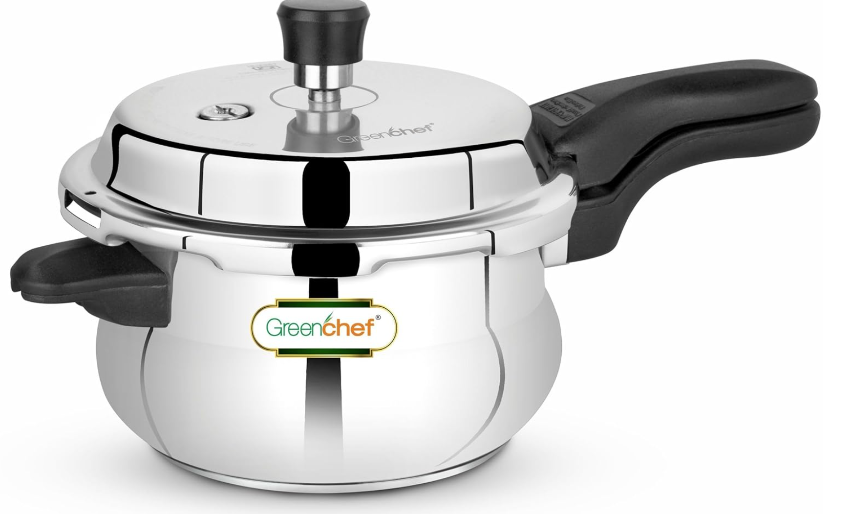 Greenchef Classic Curve Stainless Steel Handi Shaped 5 L Induction Gas Compatible Pressure Cooker | Healthy Cooking | ISI Certified | Heavy Bottom