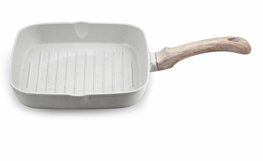 ग्रीनशेफ एल्युमीनियम डाई कास्ट ग्रिल पैन 240 मिमी - कंकड़, 5 परत स्वस्थ ग्रेनाइट नॉन-स्टिक कोटिंग, PFOA मुक्त 