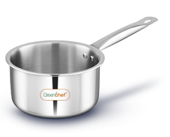 Greenchef SS Tri ply Steel Crest - Sauce pan 14cm, Stainless Steel Exterior Surface, Ergonomic Handles, Induction Compatible, Scratch Resistant, 5Year Warranty-1