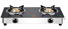 GREENCHEF Popular Glass cook top 2 Burner Gas stove,Stainless Steel Body, Compatible with LPG, two burners Spill proof trays, Toughened 6MM glass, Backlite Knobs (Manual Ignition)-1