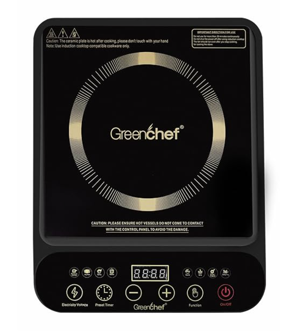 ग्रीनशेफ डाइस 2000 वाट एलईडी टच पैनल, टाइमर और पावर खपत संकेतक इंडक्शन कुकटॉप 