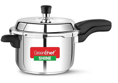 GREENCHEF Shine outer lid Stainless steel Pressure cooker 5 litre Induction and Gas Stove Compatible - ISI Certified-1