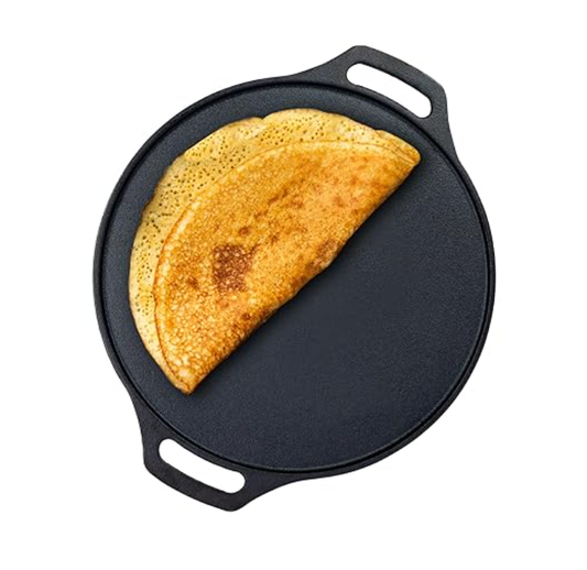 ग्रीनशेफ प्री-सीज़न्ड कास्ट आयरन ज़ेस्टो दोसा तवा 30 सेमी | 100% वनस्पति तेल में प्री-सीज़न्ड | प्राकृतिक रूप से नॉन-स्टिक | उच्च दबाव कास्टिंग | उच्च शक्ति | पुराने ज़माने का स्वाद वापस लाएँ | विष-मुक्त 