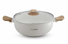 GREENCHEF Aluminium Die Cast Kadai with Glass Lid - 240mm - Pebble, 5 Layer Healthy Granite Non-Stick Coating, PFOA Free-1