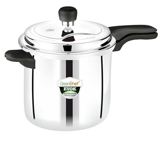 ग्रीनशेफ इवोक 12 लीटर नॉन इंडक्शन बेस | ISI प्रमाणित | डीलक्स | जंबो | सीनियर | बड़ा साइज़ | डिशवॉशर सुरक्षित | प्रेशर कुकर (12 लीटर, एल्युमीनियम) 