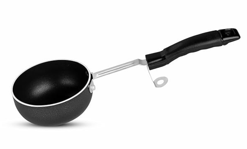 GREENCHEF Aluminium Non-Stick 10 cm Tadka Pan (Silver)-1