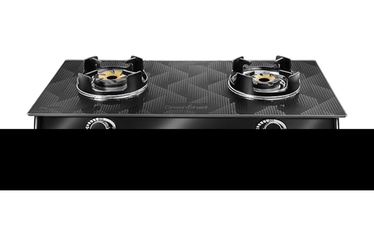 ग्रीनशेफ ग्लासस्टॉप डबल बर्नर गैस स्टोव - मैग्नम ब्लैक, टाइफून बर्नर, मजबूत ग्लास टॉप, एल्युमीनियम नॉब्स के साथ स्पिल-फ्री पैन सपोर्ट, आकर्षक डिज़ाइन 