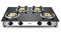 GREENCHEF Stainless Steel Nexa 4 Burner Glass Top Gas Stove, Black, Manual-1