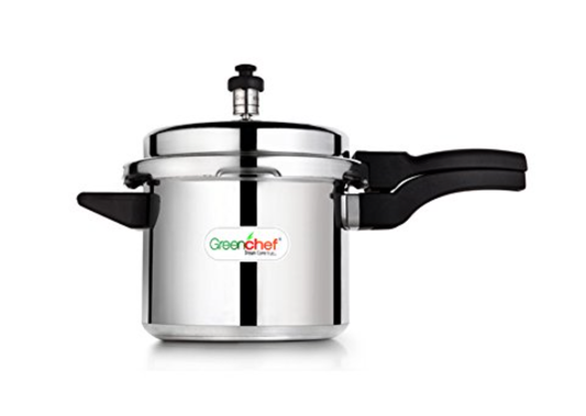 ग्रीनशेफ नमो एल्युमीनियम आउटर लिड प्रेशर कुकर 3 लीटर, सिल्वर 