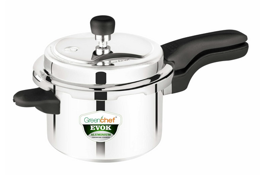 ग्रीनशेफ इवोक मज़बूत एल्युमीनियम 5 लीटर प्रेशर कुकर इंडक्शन बेस के साथ | इंडक्शन कुकटॉप पर काम करता है 