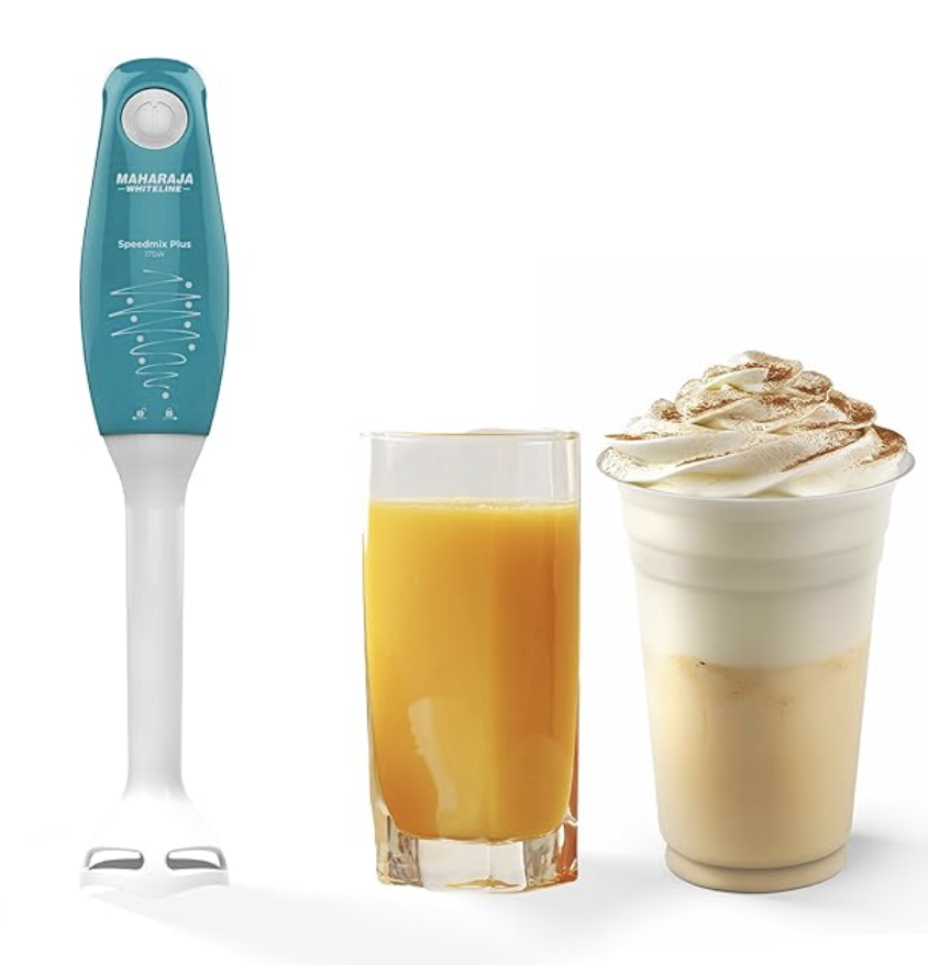 Maharaja Whiteline Speedmix Plus Hand Blender with Stainless Steel Blades | Long Lasting Performance with 175 Watts Motor | Detachable Plastic Foot | 2 Year warranty (Turquoise Blue & White)