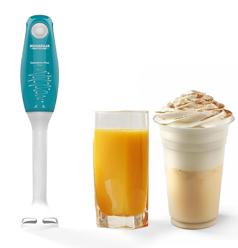Maharaja Whiteline Speedmix Plus Hand Blender with Stainless Steel Blades | Long Lasting Performance with 175 Watts Motor | Detachable Plastic Foot | 2 Year warranty (Turquoise Blue & White)-1