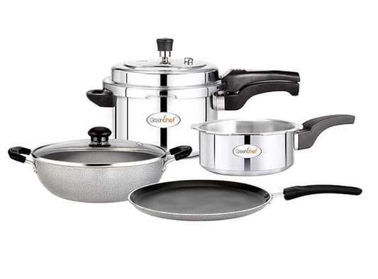 ग्रीनशेफ सटुरा एल्युमीनियम कुकर सेट ( 4 इन 1 ) 