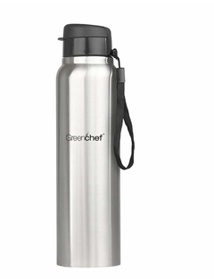 Greenchef Flip Stainless Steel 1000 ml Water Bottle (Single Wall | Not Hot and Cold, Silver, Steel, Pack of 1)-1