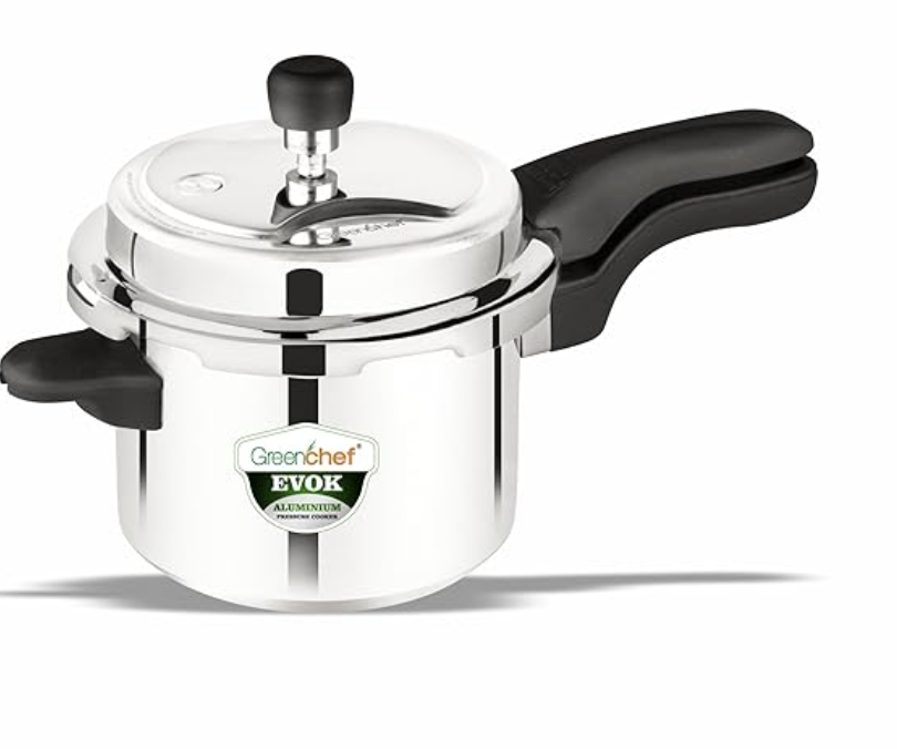 Greenchef Evoke Strong Aluminium Outer Lid Pressure Cooker (3L) - Silver