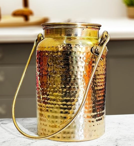 Handcrafted Brass Oil Can with Handle – Traditional Thooku Ennai Kudam for Pooja & Kitchen Use