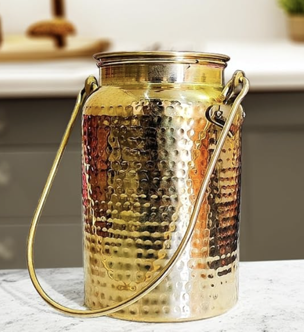 Handcrafted Brass Oil Can with Handle – Traditional Thooku Ennai Kudam for Pooja & Kitchen Use-1